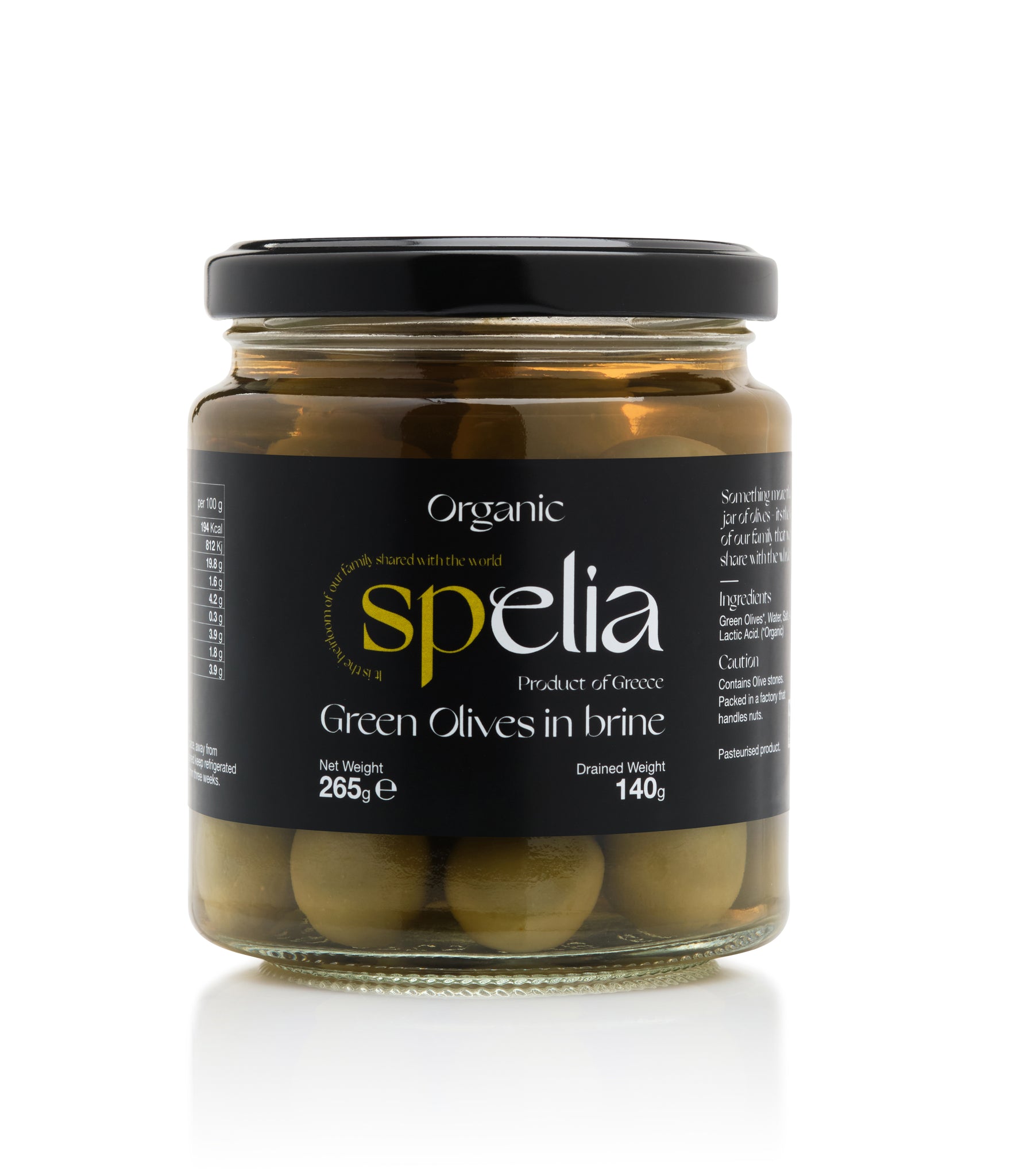 Spelia Organic Green Olives in brine (3 pcs)